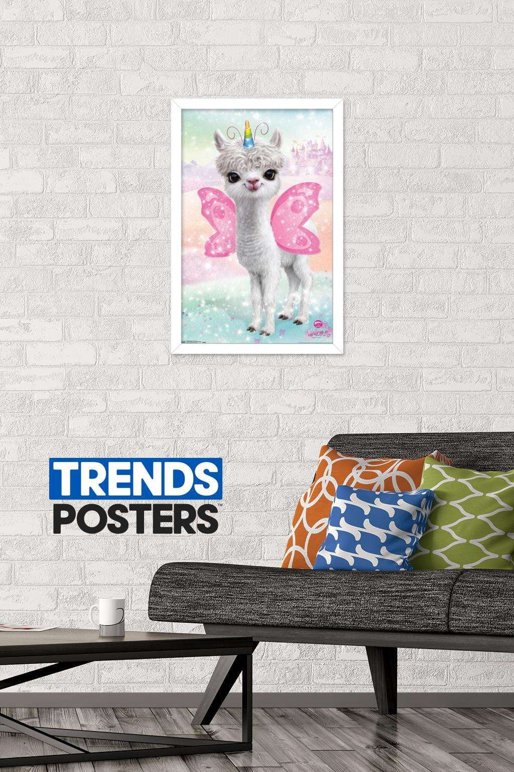 Animal Club - Lama Unicorn Wall Poster, 14.725" x 22.375", Framed