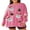 Pink, variant on Rdhnmea Women’s Christmas Sweatshirts Sequin Santa Graphic Long Sleeve Crew Neck Pullovers Oversized Tops Xmas Outfits