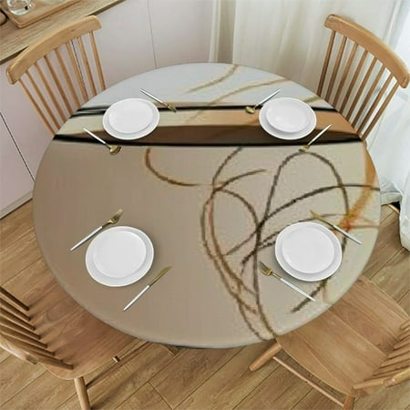 

Sheronv Coffee Cup Round Tablecloth Stain-Resistant and Washable with Elastic Edge Ideal for Indoor and Outdoor Restaurants Weddings Parties - Waterproof Resistant Fabric 31 -35