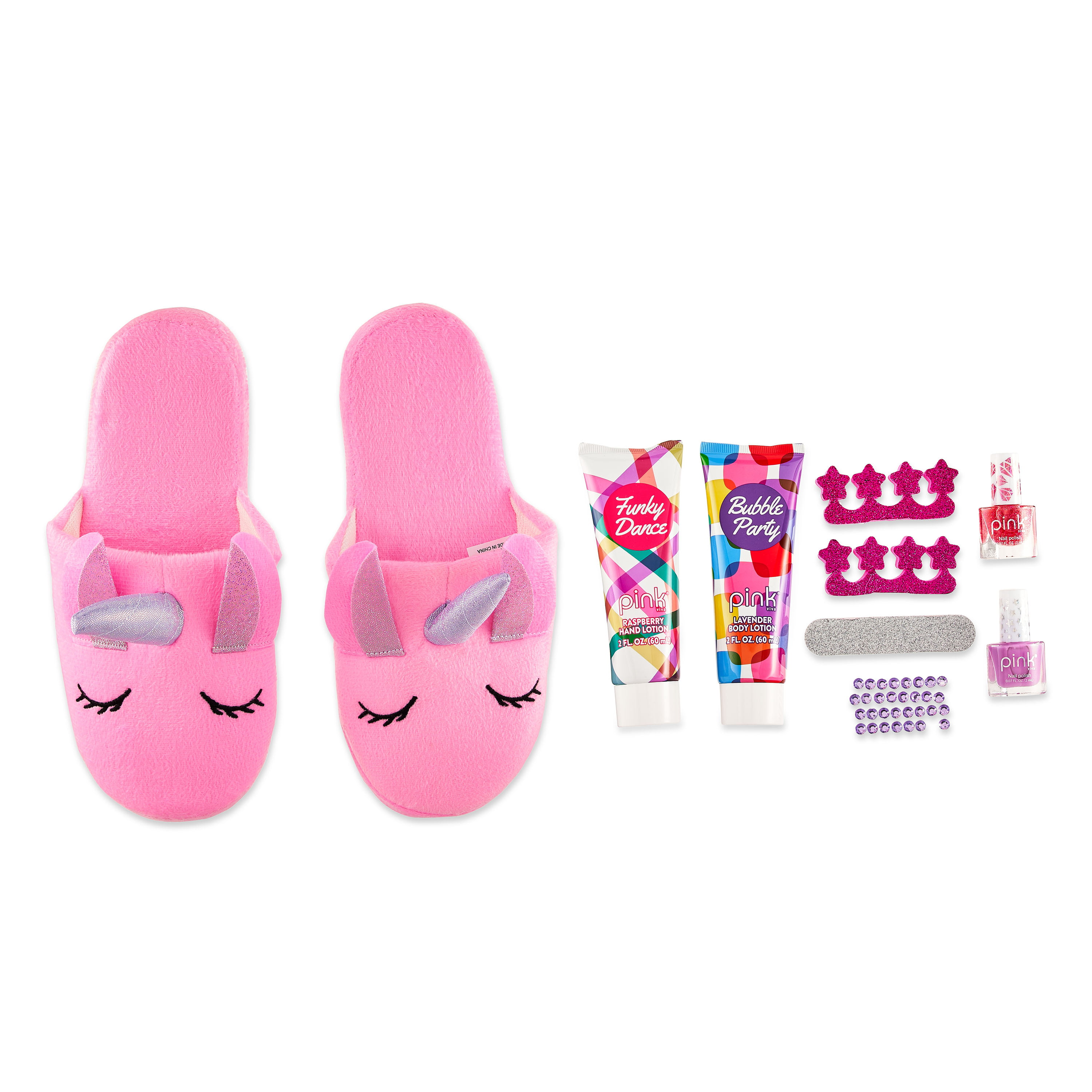 Pink Viva Bath Gift Set with Unicorn Slippers, Raspberry & Lavender, 10 Piece Set - Walmart.com