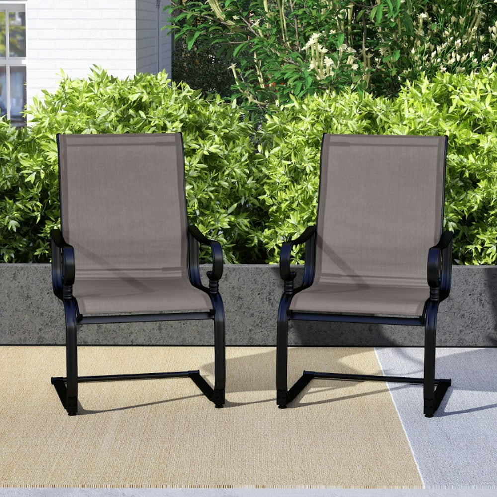Spaco Set of 2 Patio Chairs with Quick-drying and Breathable Fabric for Backyard, Patio Dining Chair for Outdoor as Garden, Yard, Gray