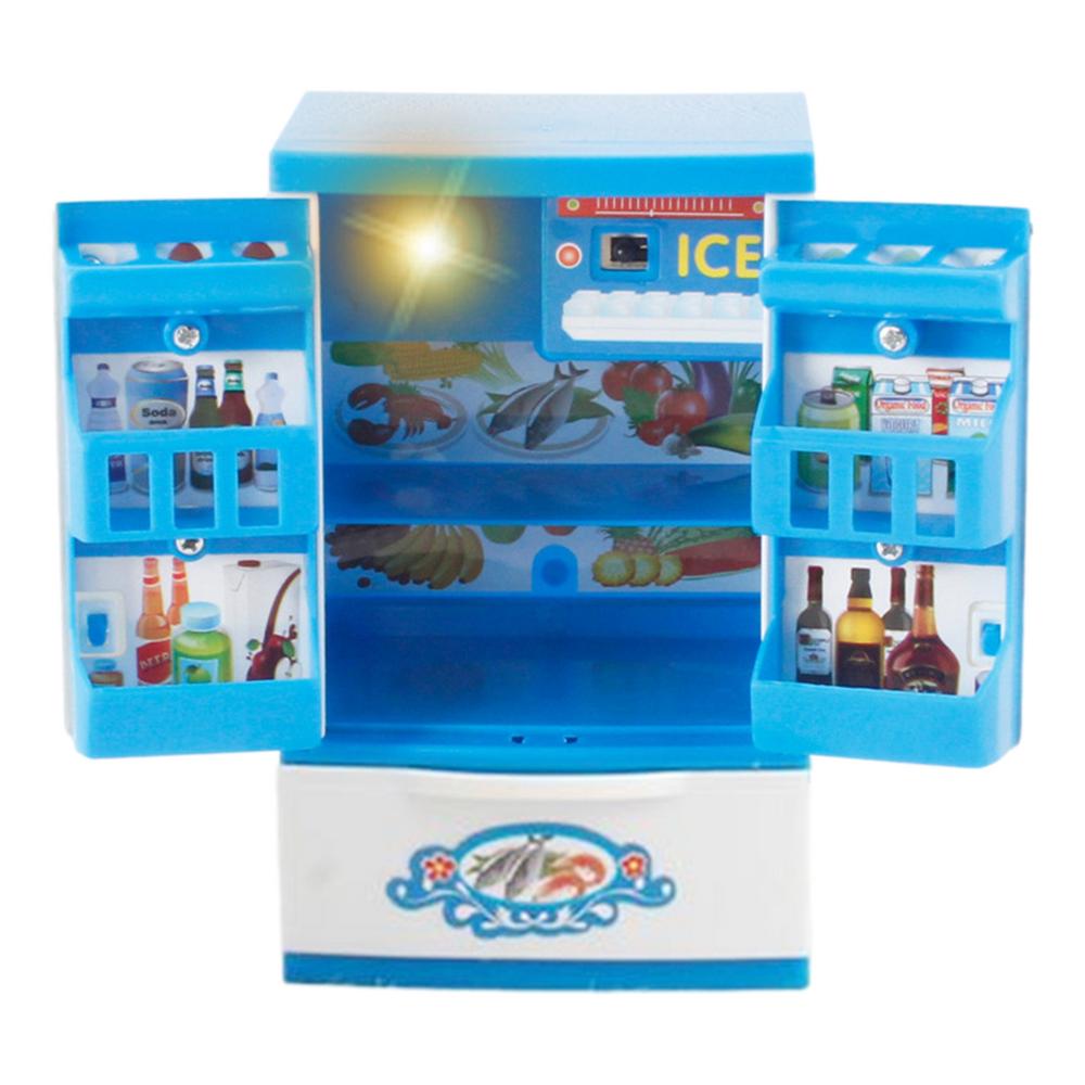 Teckey Mini Fridge Toy Mini Toy Fridge Realistic Double Door