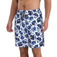 thumbnail image 2 of Logiee Blue Roses Print Mens Swim Trunks Quick Dry Board Shorts,Breathable Hawaii Beach Shorts Swimwear Bathing Suits-3X-Large, 2 of 6