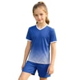 thumbnail image 4 of AWZXDE Boys Girls Children Football Sports Basketball Tracksuit Shorts T Shirt Sportswear Outdoor Activewear Set Blue，7-8 Years, 4 of 6