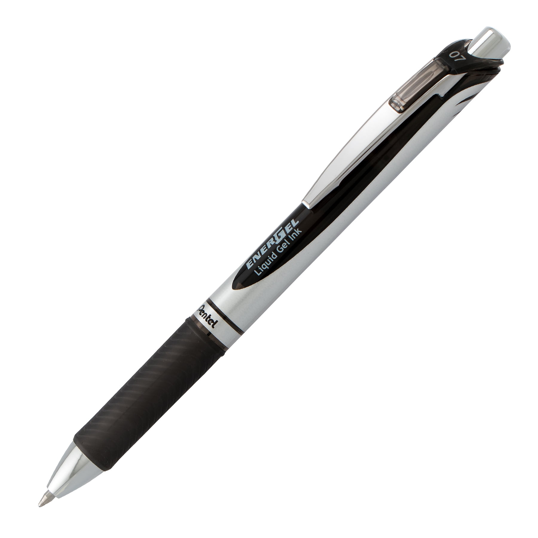 Pentel EnerGel RTX Retractable Liquid Gel Pen, (0.7mm) Metal Tip, Medium Line, Black Ink, 1 Dozen