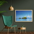 thumbnail image 2 of Island Wall Art with Frame, Photo of Tropic Islands in the Pacific Sea Vivid Sky View Peaceful Idyllic, Printed Fabric Poster for Bathroom Living Room, 35" x 23", Blue White, by Ambesonne, 2 of 2
