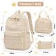 thumbnail image 2 of Mochila escolar BTOOP de pana beige con estampado floral para niñas adolescentes, 2 of 8