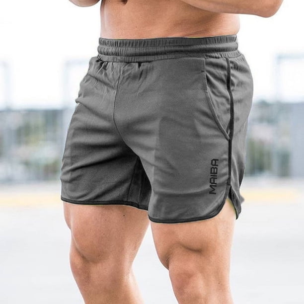 Pantalones cortos de fitness musculares para hombre, pantalones cortos de cinco cuartos para entrenamiento deportivo, pantalones cortos casuales delgados y transpirables para primavera y verano