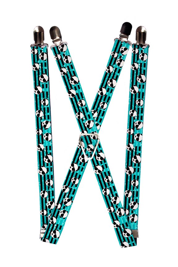 Cute Black White Panda Bear Faces with Sunglasses All Over Suspenders