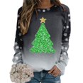 thumbnail image 3 of Gibobby Sudaderas para mujer Sudadera de moda para mujer con estampado de Navidad, cuello redondo, camisetas informales de manga larga, camisas de entrenamiento(Gris oscuro,G), 3 of 5