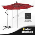 thumbnail image 2 of Resenkos 10 Feet Patio Solar Powered Cantilever Umbrella with Tilting System-Red, Patio Offset Umbrella with Easy Tilt Adjustment, Outdoor Hanging Umbrella, Sunshade Umbrella Canopy, 2 of 7