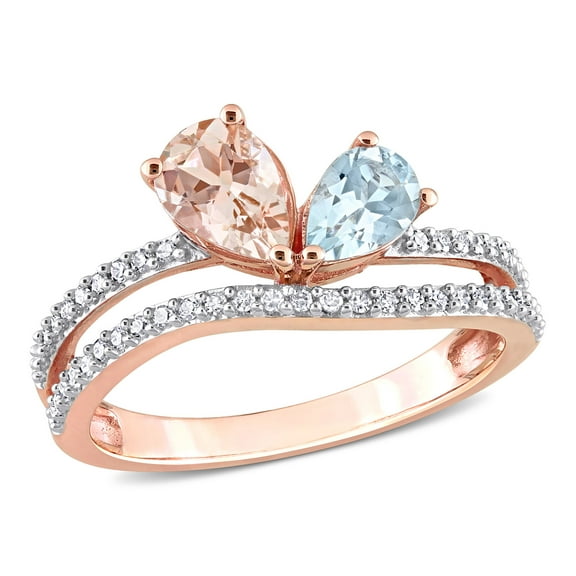 Everly Women's Morganite and Aquamarine 10k Rose Gold Ring