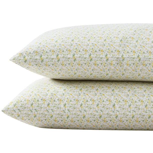 Juego de fundas de almohada Laura Ashley Standard de algodón percal, 2 piezas