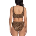 thumbnail image 3 of Wukai Leopard Printed Women's Bikini Set Two Piece,wimsuit High Waisted V Neck Twist Front Adjustable Spaghetti Straps Bathing Suit-Small, 3 of 7