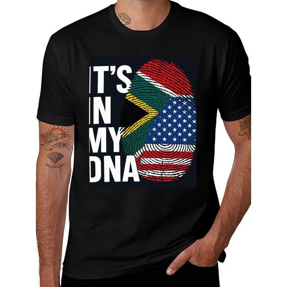 T-shirt South African Fingerprints Soft Cotton Adult Heat-Transfer Graphic T-Shirt - 180g Breathable Fabric, Unisex Summer Casual Wear with Durable Heat-Printed Design