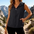 thumbnail image 4 of Lightweight Hooded Vest Women Sleeveless Zip Up Jacket Outerwear with Pockets Outdoor Breathable Travel Hiking Vest, 4 of 5