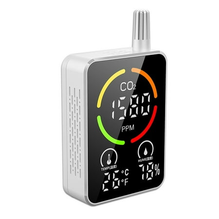 

Tickas Infrared Semiconductor Multifunctional 3in1 CO2 Humidity Monitoring Device Digital Display Household Air Quality Detector with Time Display Function