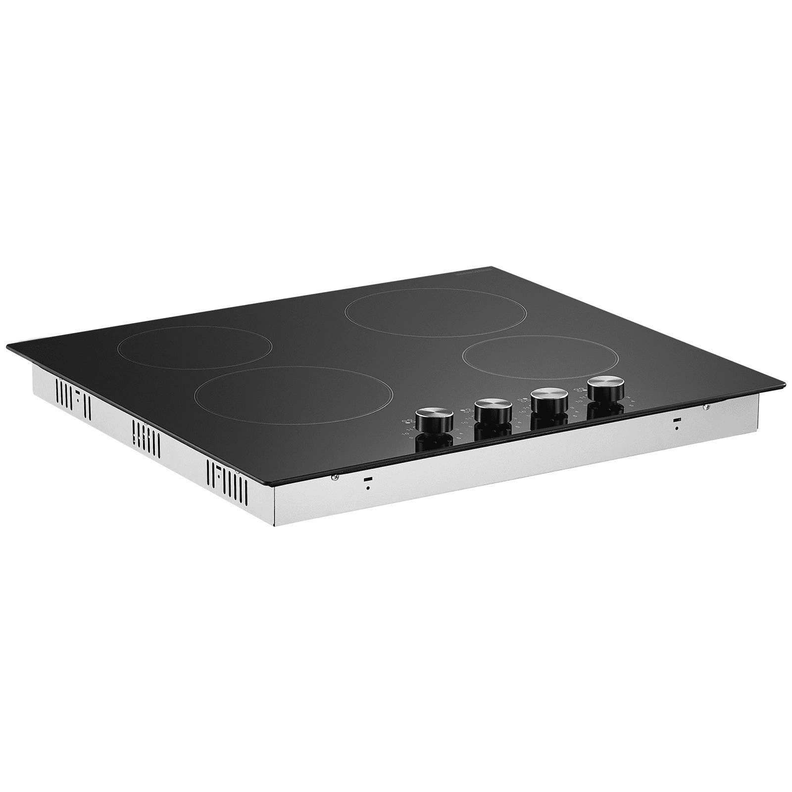 Electric Cooktop 24 Inch, 4 Burners Ceramic Stove Top 6000W, 11 Heat Levels, Knob Control, Built-in Radiant Cooktop 220-240V, Hardwire for Kitchen