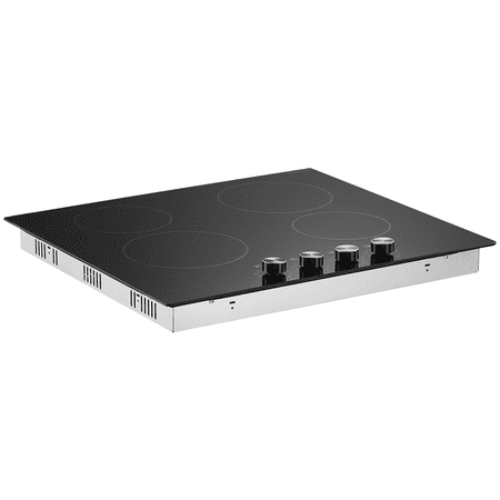 Electric Cooktop 24 Inch, 4 Burners Ceramic Stove Top 6000W, Built-in Radiant Cooktop with Knob Control, 11 Heat Levels, 220-240V Hardwire