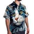 thumbnail image 2 of Cat Men's Button Down Hawaiian Poplin Shirt Summer Beach Printed Casual Short Sleeve Unisex Shirts, 2 of 6