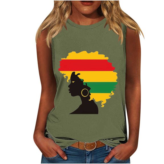 ZQUUVOU Tank Top For Women Casual Round Neck Ruffle Hem Tops (Olive Green,L)
