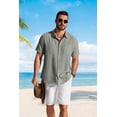 thumbnail image 3 of COOFANDY Men' Button Down Shirts Short Sleeve Casual Shirt Summer Beach Textured Shirts, 3 of 6