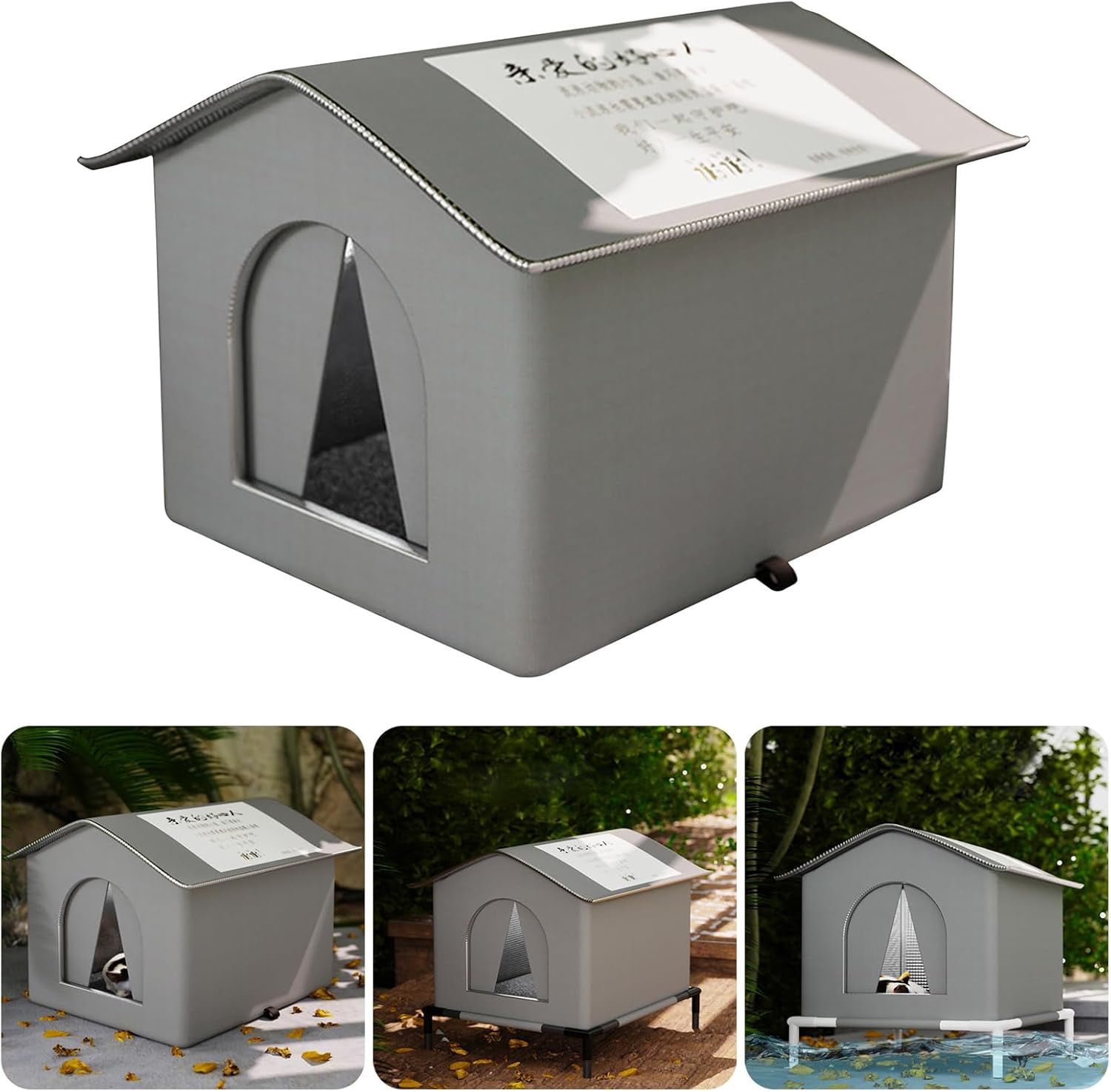 Weatherproof Feral Cat Shelter - Insulated Winter Cat House | Waterproof Enclosed Pet Tent for Multiple Cats, Outdoor Cat House for Porch, Barn, Yard, Heated Pet House for Cold Weather Protection