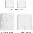 thumbnail image 6 of EASY BEDDING-100% Egyptian Cotton, 800 TC, 14" Deep Pocket Fitted Sheet, Flat Sheet & 2 Pillow Cases-Luxurious Sheet Set 4 Piece-Ivory Stripe, Twin-XXL Size, 6 of 7