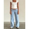 thumbnail image 3 of Pantalones vaqueros de pierna ancha for mujer, de talle bajo, holgados, pierna recta, pantalones de mezclilla for novio, pantalones vaqueros sueltos casuales, estilo niña Y2K, 3 of 5