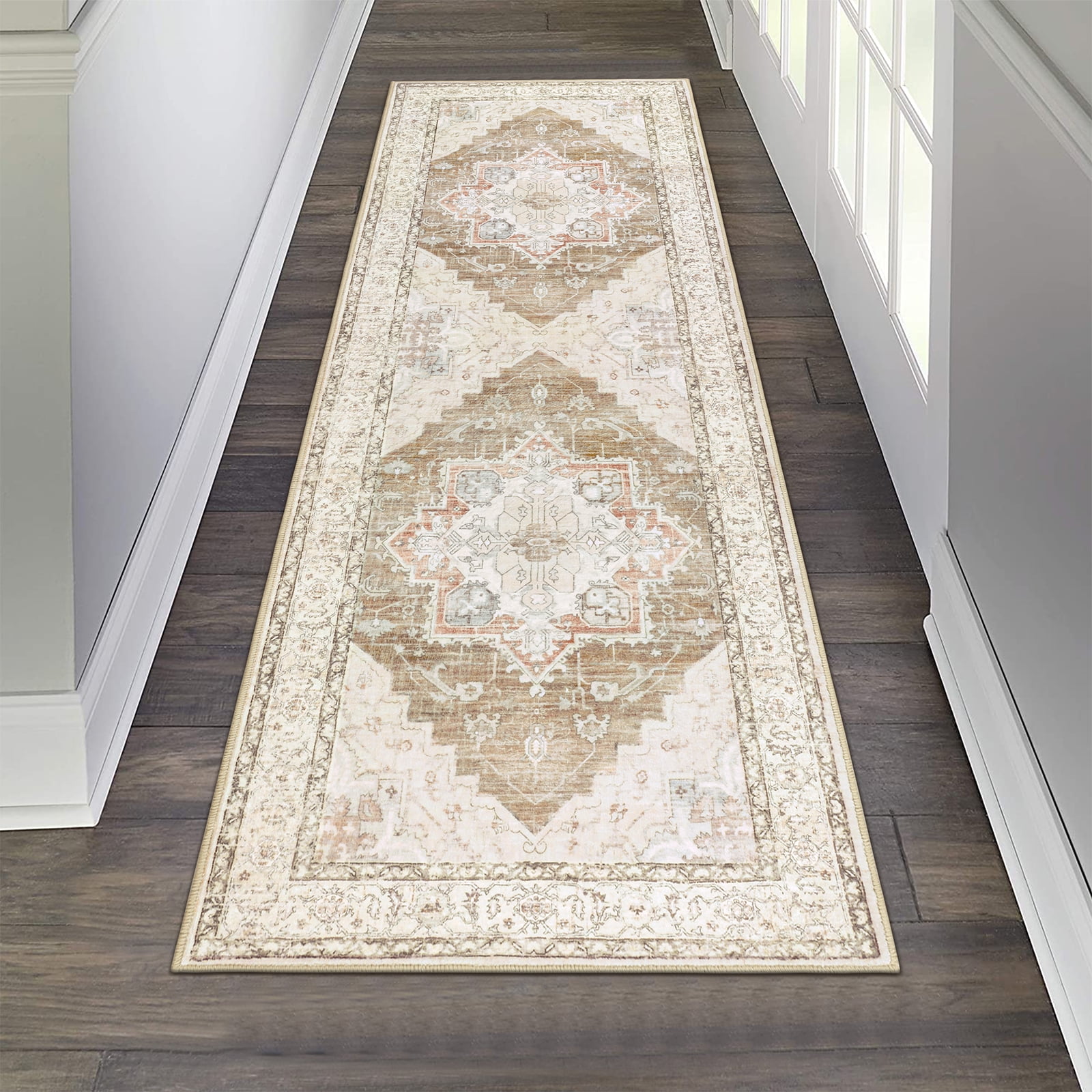 Ileading 2' x 6' Boho Runner Rugs Washable Area Rug Carpet Non Slip Runner Rug for Home Decor Entryway Hallway Bedroom