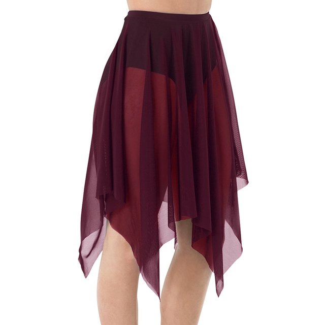 CHUANK Handkerchief Hem Mesh Wraps Ballet Classwear Dance Skirt Competition Performance Clothes with Elastic Waistband