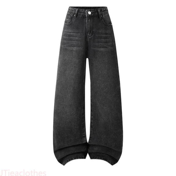 JTieacloth Girls Jeans Girls Loose Fit Denim Wide Leg Pants Comfortable Casual Trousers With Stretch Soft Fabric For Everyday Play,Sizes 12-13 Years