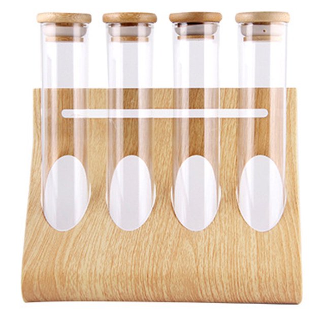 AMERTEER 1 Set Coffee Beans Tea Display Rack Storage Rack Test Tube Clear Glass Bottle