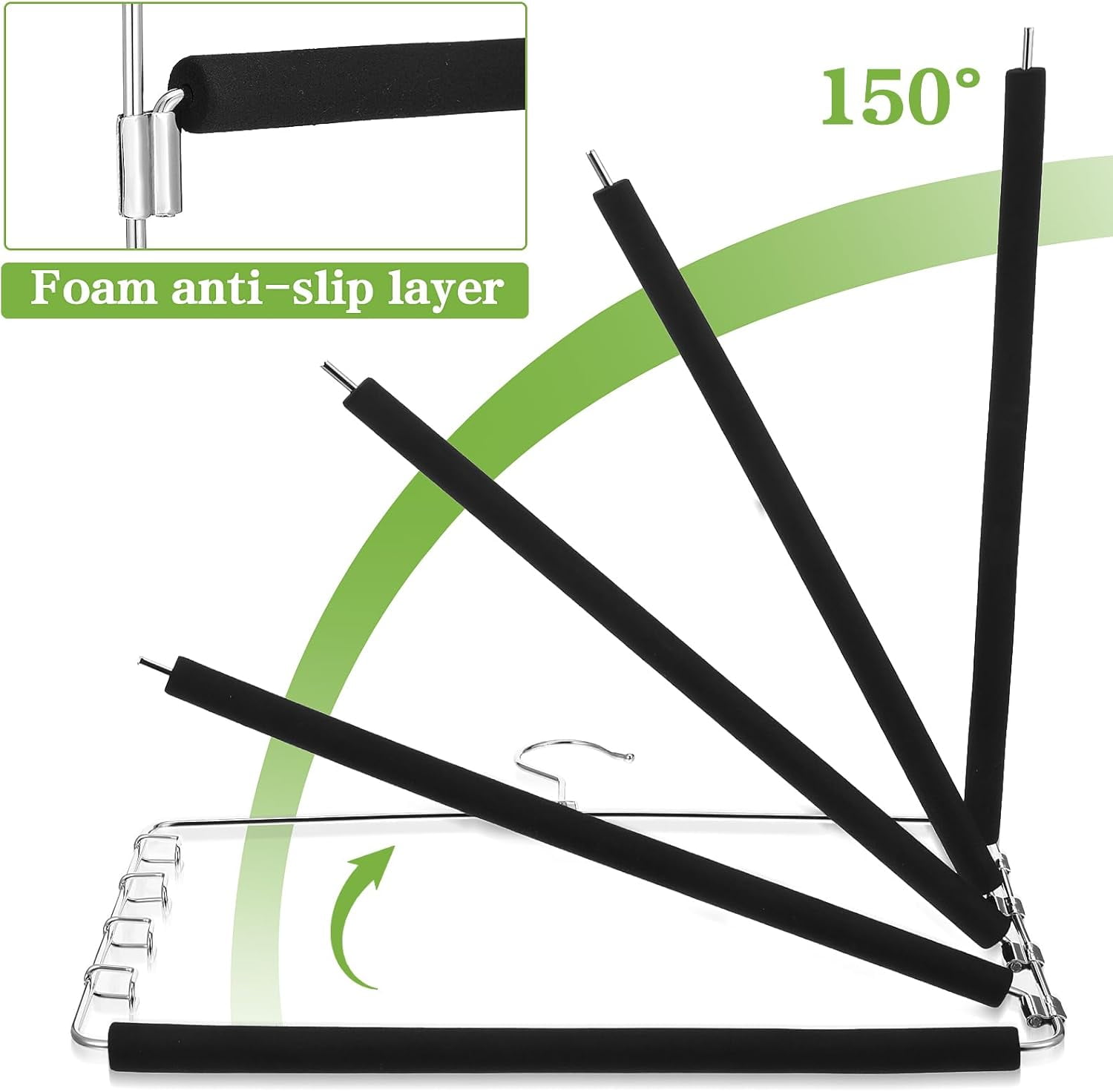 4 Pcs Black Pants Hangers,5 Tier Closet Organizers and Storage Clothes Hangers,Hangers Space Saving with Swing Arm,Multiple Metal Hangers Clothes Organization for Pants Trousers Jeans Slacks