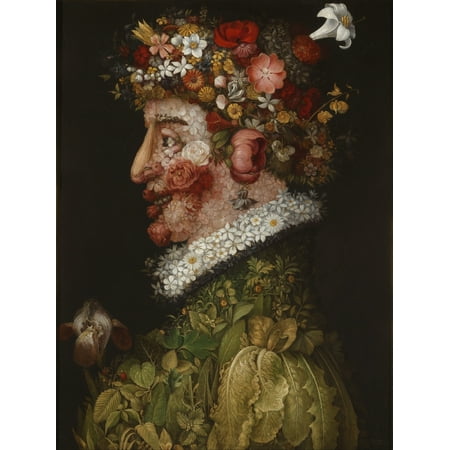 Giuseppe Arcimboldo was an Italian painter best known for creating imaginative portrait heads made entirely of objects such as fruits vegetables flowers fish and books Poster Print by Giuseppe