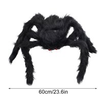 Halloweens Giant Huge Black Spider Decorations 23.6 in Artificial Spider Simulation Plush Fake Spider Large Realistic Soft Hairy Spider Props for Outside Indoor