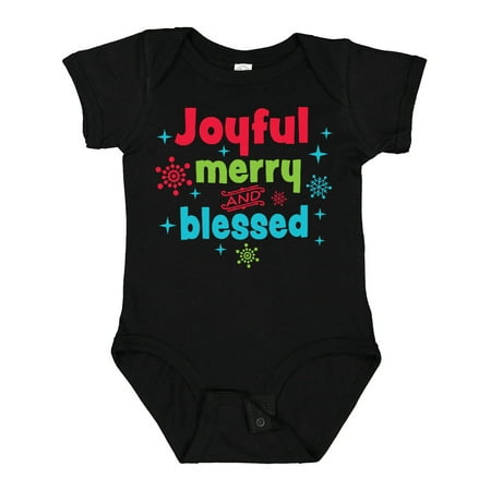 

Inktastic Christmas Joyful Merry and Blessed with Snowflakes Gift Baby Boy or Baby Girl Bodysuit