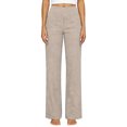thumbnail image 4 of Women's Cotton Linen High Waist Pants, Casual Straight Leg Trousers with Pockets and Button Front, Elastic Waist Relaxed Wide Leg Pants for Travel, Date and Daily Wear Beige L, 4 of 8