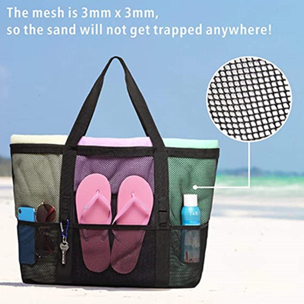 Mesh Beach Bag,Multipurpose Mesh Beach Bag Oversized Beach Tote 9