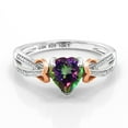 thumbnail image 2 of Gem Stone King 925 Silver and 10K Rose Gold Diamond Ring Heart Shape Green Mystic Topaz (0.96 Ct), 2 of 5