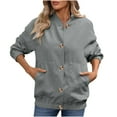 thumbnail image 6 of Horkkom Corduroy Jacket Women Soft Button Down Casual Jackets with Pockets Loose Fall Outfits for Women 2025 XXL, 6 of 10