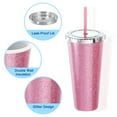 thumbnail image 3 of Acrylic Tumbler with Lid and Straw, 24 Oz Reusable Double Wall Cups, Added Bling Travel Tumblers for Gifts (Pink), 3 of 6