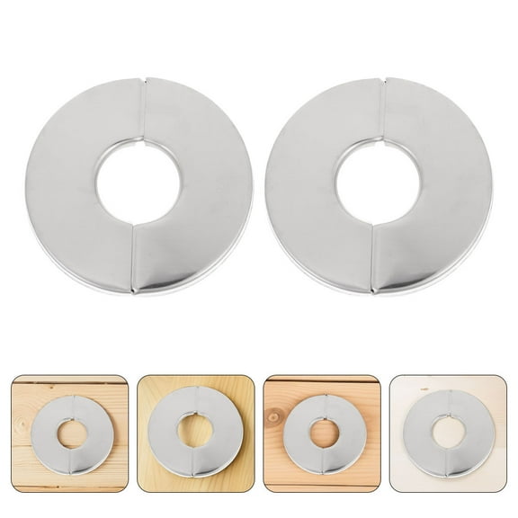 LABSERRON 8Pcs Stainless Steel Round Pipe Decorative Covers for Wall Flange Plates Plated Silver