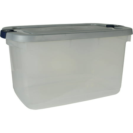 Rubbermaid Roughneck Clear Storage Tote Bins 66 Qt (16.5 Gal) Clear with Gray Lid Set of 4
