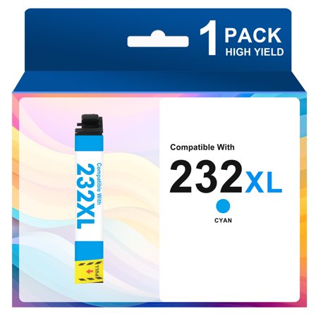 232XL Ink Cartridges 1-Pack Cyan, Compatible for Epson 232XL 232 Printer Ink Combo Pack for Workforce WF-2930 WF-2950 Expression XP-4200 XP-4205
