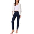 thumbnail image 2 of INSPIRE CHIC Women's Casual Lightweight V Neck Open Front 3/4 Sleeve Irregular Hem Cardigan M White, 2 of 6