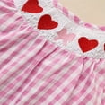 thumbnail image 3 of ZEHJUHAN Baby Girl's Short Sleeve Checkered Romper Heart Embroidery Ruffle Detail Back Button Onesie Pink，0-3M, 3 of 5