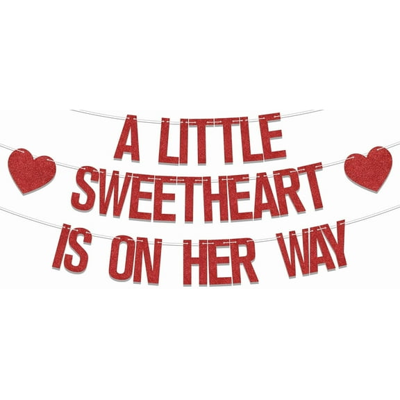 A Little Sweetheart Is on Her Way Banner, Valentine's Day Baby Shower Decorations for Girl, Sweetheart Themed Baby Shower Decor, Gender Reveal Welcome Baby Girl Party Supplies