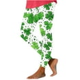 thumbnail image 3 of lcziwo Todays Daily Sales, Women's St Patricks Day Running Leggings Fashion Shamrock Clover Print Soft Stretchy Yoga Pants Casual High Waisted Tummy Control Tights Multicolor L, 3 of 7