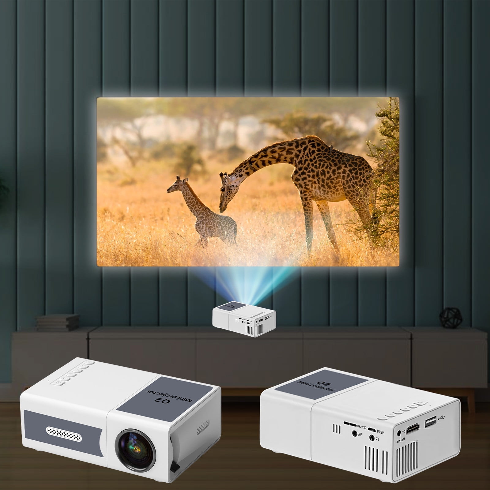 AZXY Portable Projector,Clearance Projector,Mini Projectors on Sale,4k Led Wifi Smart Movie Projector Bluetooth Home Theater for Outside,Compatible with Phone Tv Iphone android Hdmi Laptop